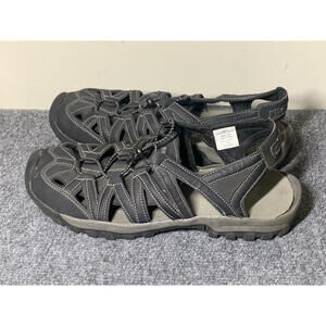 Northside mens sports/athletic sandal, black with gray and white trim, size 11